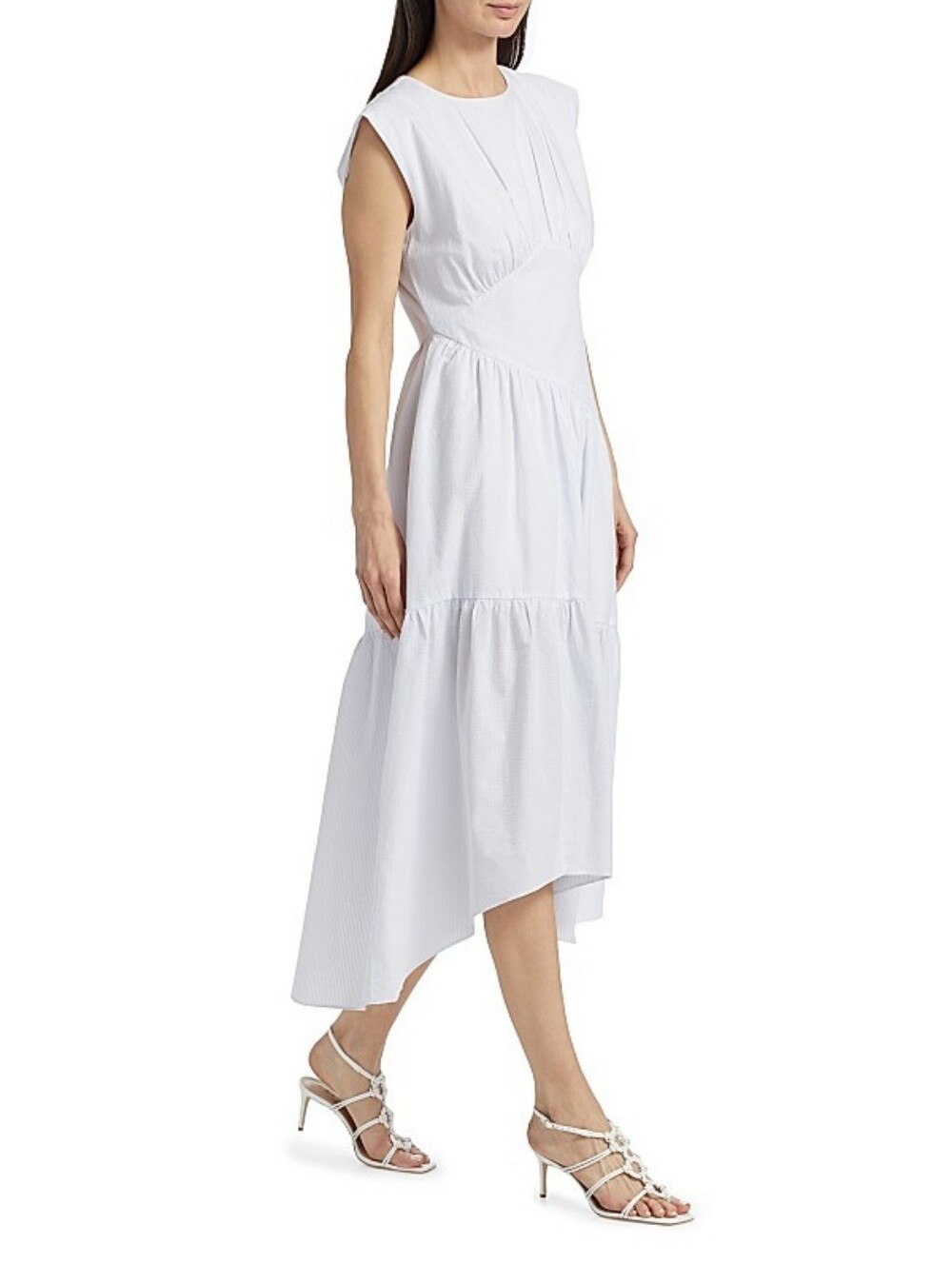 FRAME The Seersucker Gathered Seam Dress, Sz M